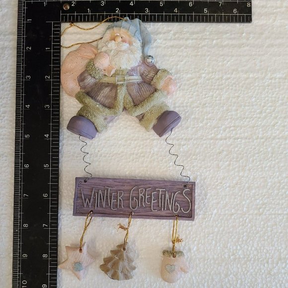 Pastel Santa Hanging Mobile Ornament Christmas Tree Mitten Star Winter Greetings - Picture 4 of 6